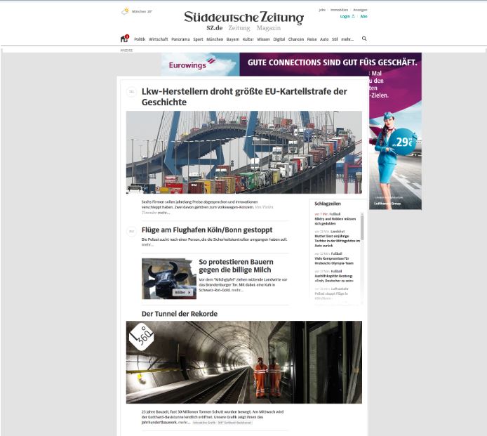 news portal with advertisement