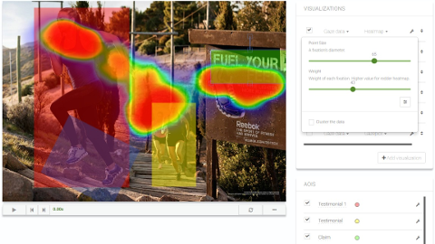 example view with areas of interest and heat map in Eyezag interface